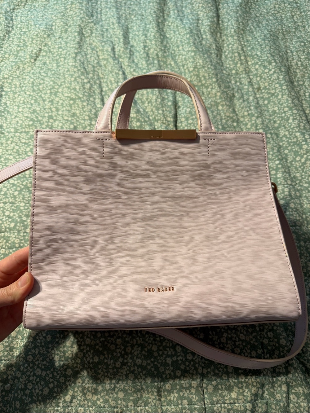 Ted Baker Pale Pink Structured Satchel with Gold Accents